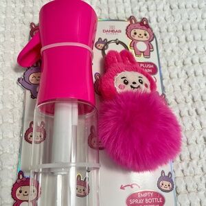 “NOT A LABUBU” PLUSH ANIMAL FACE KEYCHAIN AND WATER SPRAY BOTTLE